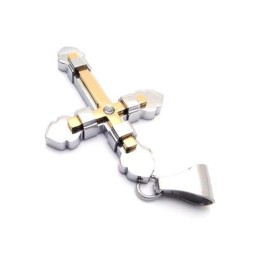 Collana Con Ciondolo A Croce In Titanio Puro Dorato Da Uomo (Nuovo)