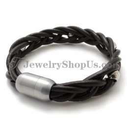 Bracciale Alla Moda In Pelle E Titanio
