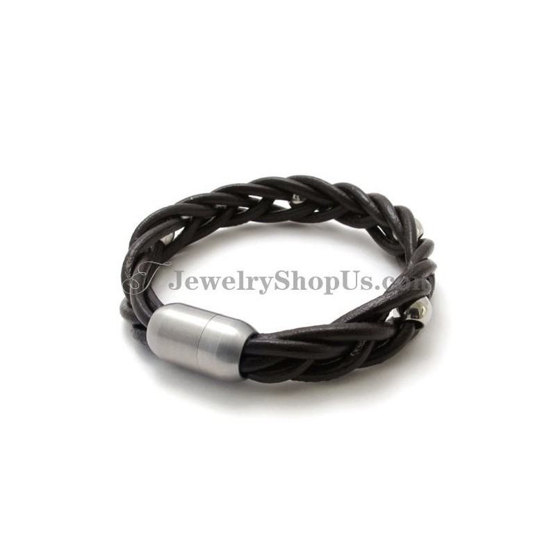 Bracciale Alla Moda In Pelle E Titanio Bracciale Alla Moda In Pelle E Titanio