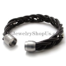 Bracciale Alla Moda In Pelle E Titanio