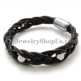 Bracciale Alla Moda In Pelle E Titanio