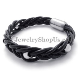 Bracciale In Pelle Alla Moda Con Titanio