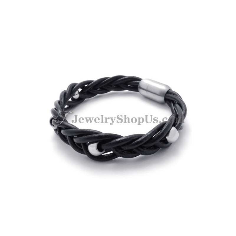 Bracciale In Pelle Alla Moda Con Titanio Bracciale In Pelle Alla Moda Con Titanio