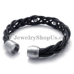 Bracciale In Pelle Alla Moda Con Titanio
