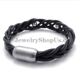 Bracciale In Pelle Alla Moda Con Titanio