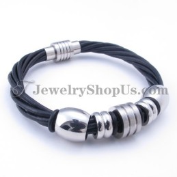 Bracciale In Pelle E Titanio