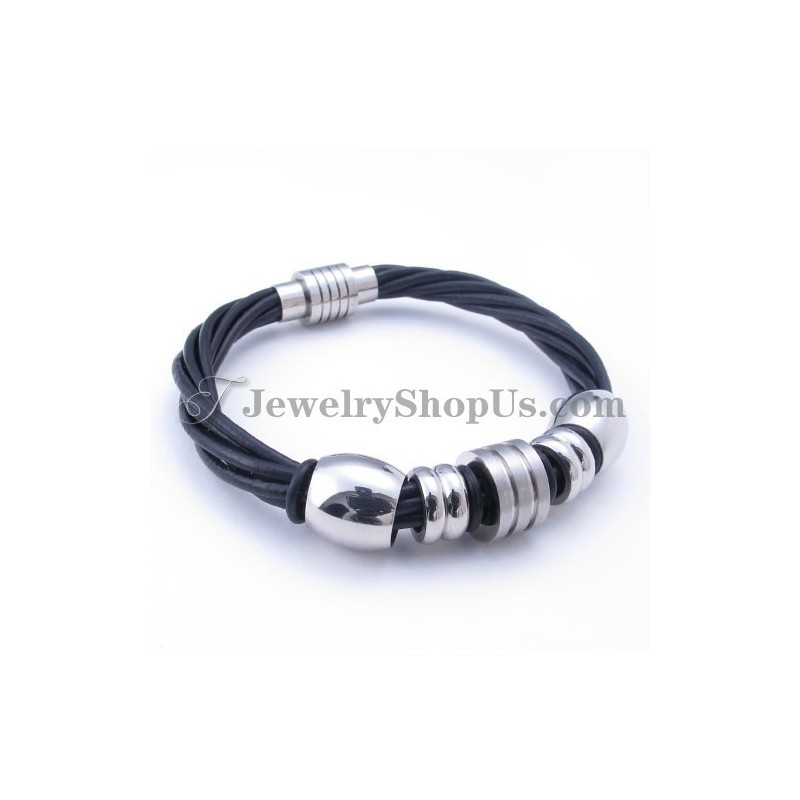 Bracciale In Pelle E Titanio Bracciale In Pelle E Titanio