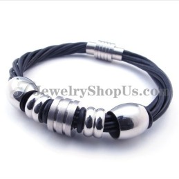 Bracciale In Pelle E Titanio