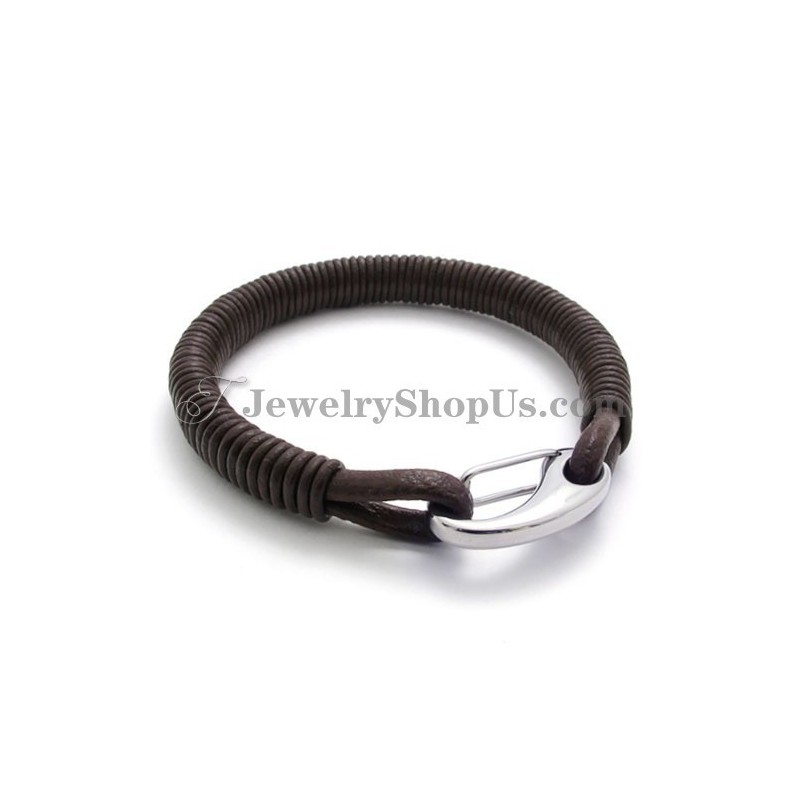 Bracciale In Pelle E Titanio Alla Moda Bracciale In Pelle E Titanio Alla Moda