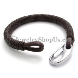 Bracciale In Pelle E Titanio Alla Moda