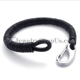 Bracciale In Titanio Nero In Pelle Alla Moda