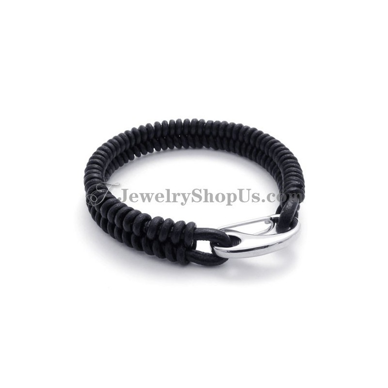 Elegante Bracciale In Pelle E Titanio Elegante Bracciale In Pelle E Titanio