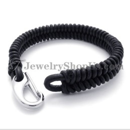 Elegante Bracciale In Pelle E Titanio