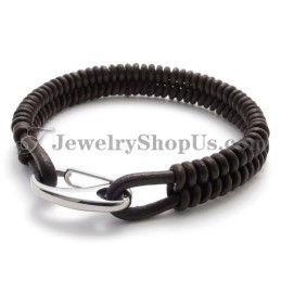 Splendido Bracciale In Titanio Marrone E Pelle