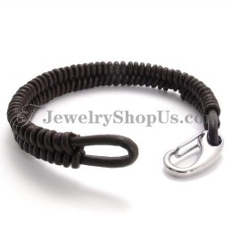 Splendido Bracciale In Titanio Marrone E Pelle