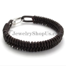 Splendido Bracciale In Titanio Marrone E Pelle