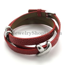 Bracciale In Pelle Rossa Alla Moda Con Titanio