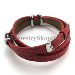 Bracciale In Pelle Rossa Alla Moda Con Titanio