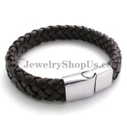 Splendido Bracciale In Pelle E Titanio