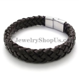 Splendido Bracciale In Pelle E Titanio