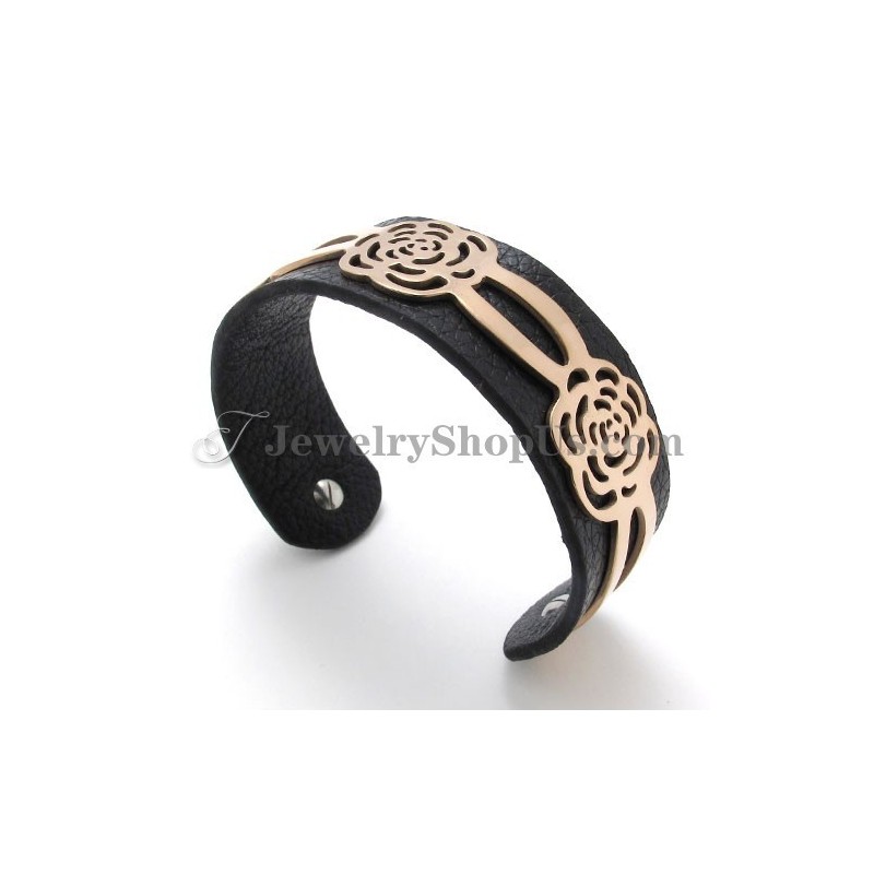 Splendido Braccialetto In Pelle Di Titanio