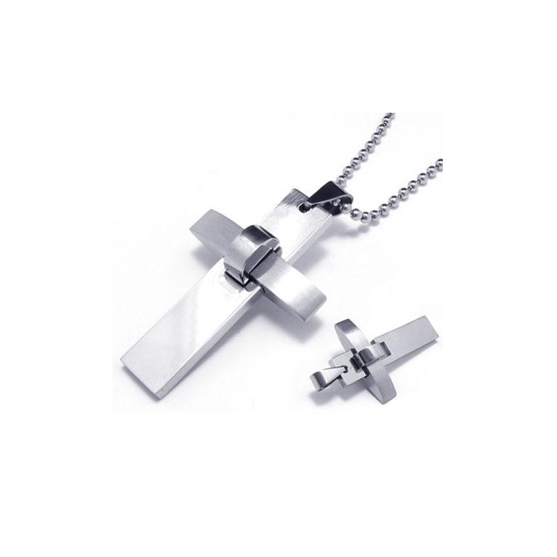 Collana Con Ciondolo A Croce In Titanio Puro E Argento Da Uomo Collana Con Ciondolo A Croce In Titanio Puro E Argento Da Uomo