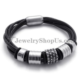 Elegante Cinturino In Pelle Nera Con Titanio