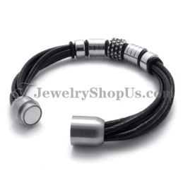 Elegante Cinturino In Pelle Nera Con Titanio