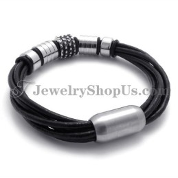 Elegante Cinturino In Pelle Nera Con Titanio