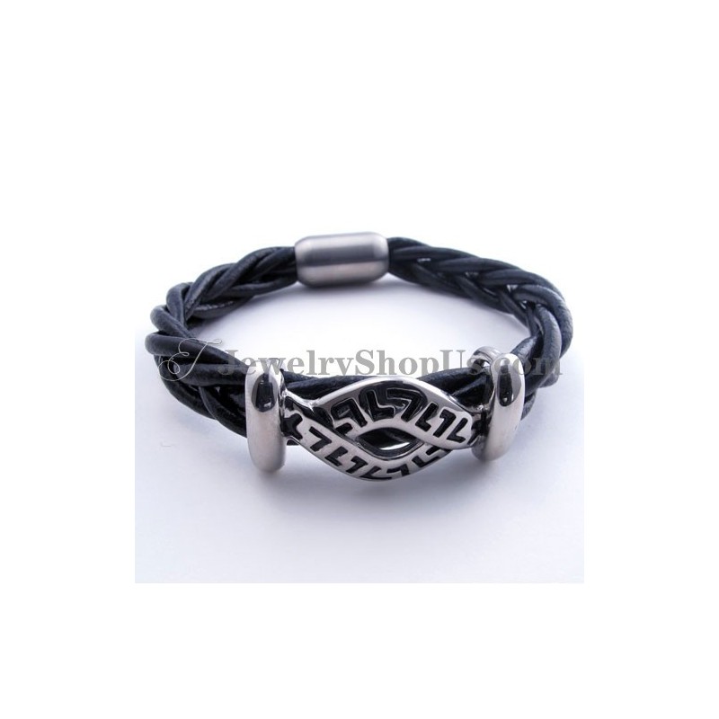 Bracciale In Pelle E Titanio Alla Moda Bracciale In Pelle E Titanio Alla Moda
