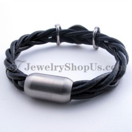 Bracciale In Pelle E Titanio Alla Moda