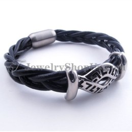 Bracciale In Pelle E Titanio Alla Moda