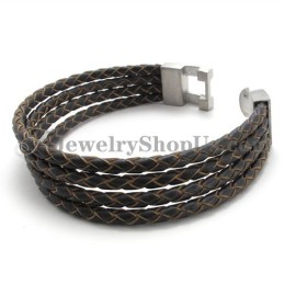 Elegante Bracciale In Pelle E Titanio