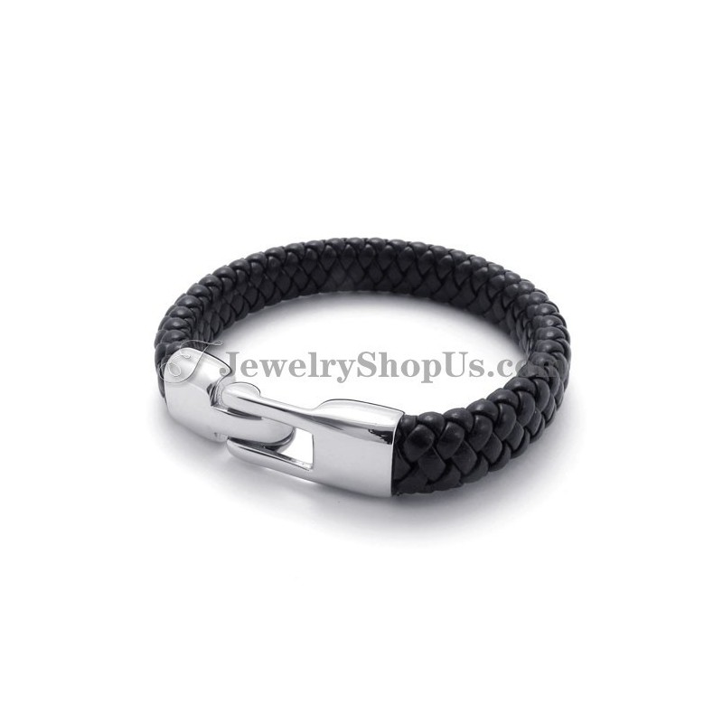 Splendido Bracciale In Titanio Nero E Pelle Splendido Bracciale In Titanio Nero E Pelle