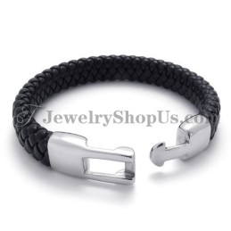 Splendido Bracciale In Titanio Nero E Pelle