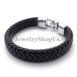 Splendido Bracciale In Titanio Nero E Pelle