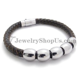 Bracciale Alla Moda In Pelle E Titanio