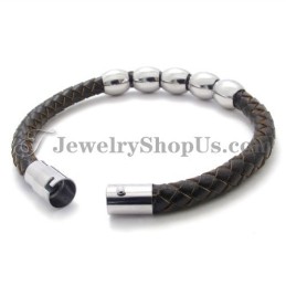 Bracciale Alla Moda In Pelle E Titanio
