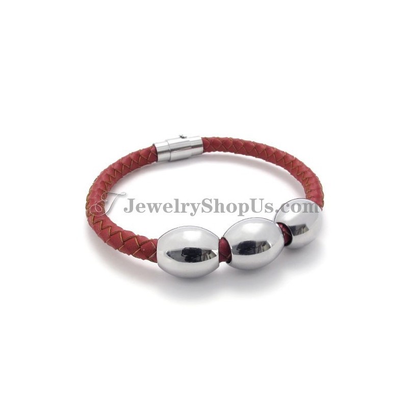Bracciale In Titanio Rosso E Pelle Bracciale In Titanio Rosso E Pelle
