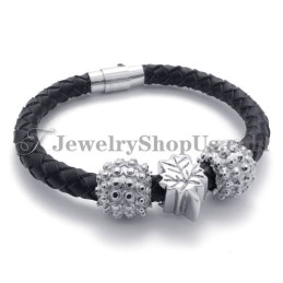 Bracciale In Titanio Nero E Pelle