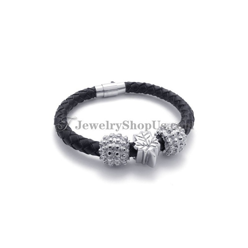 Bracciale In Titanio Nero E Pelle Bracciale In Titanio Nero E Pelle