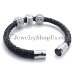 Bracciale In Titanio Nero E Pelle