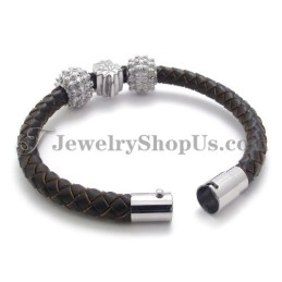 Bracciale In Titanio E Pelle Marrone