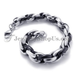 Bracciale In Titanio Nero E Argento Alla Moda