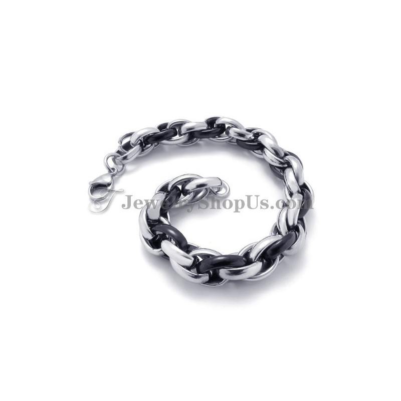 Bracciale In Titanio Nero E Argento Alla Moda Bracciale In Titanio Nero E Argento Alla Moda