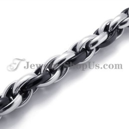 Bracciale In Titanio Nero E Argento Alla Moda