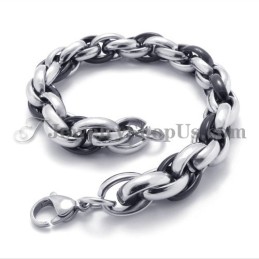 Bracciale In Titanio Nero E Argento Alla Moda