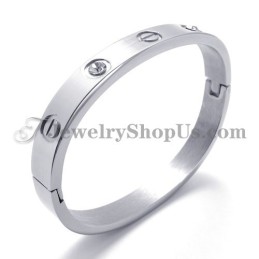 Bracciale In Titanio Argento Alla Moda Con Strass