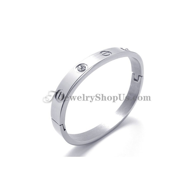 Bracciale In Titanio Argento Alla Moda Con Strass Bracciale In Titanio Argento Alla Moda Con Strass