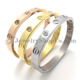 Bracciale In Titanio Argento Alla Moda Con Strass